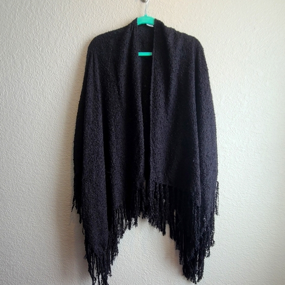 Sweaters - Black knit shawl, one size